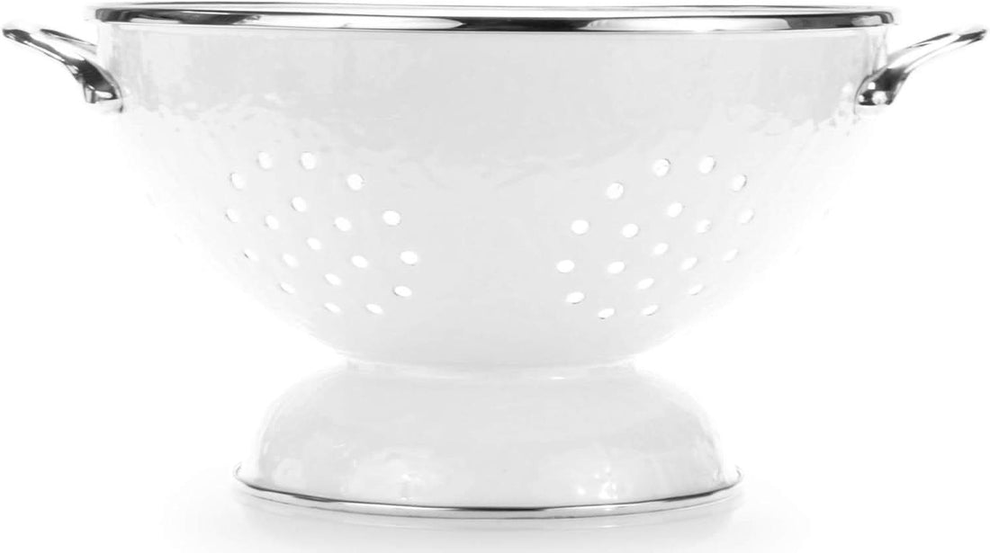 5 Quart Large Enamelware Colander with Stainless Steel Rim