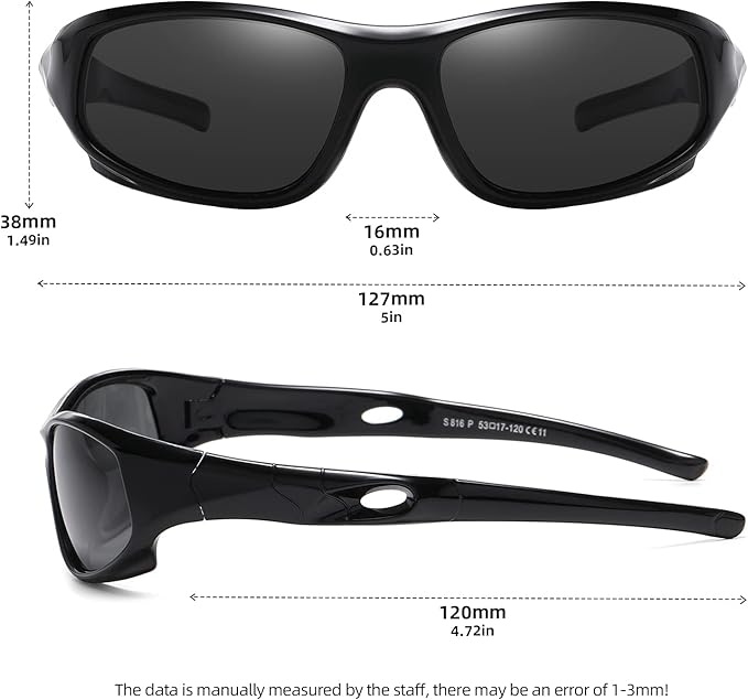 DYLB 3 Pack Flexible Kids Polarized Sunglasses For Boys Girls With Strap, Sport Sunglasses for Children Age 3-10.
