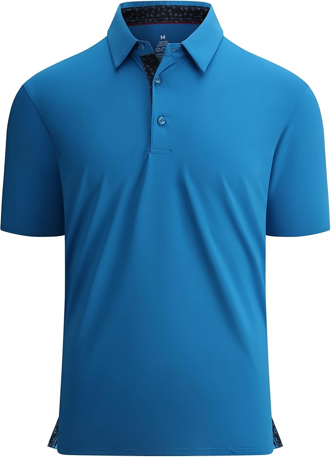 Professional men's golf polo with moisture-wicking performance fabric