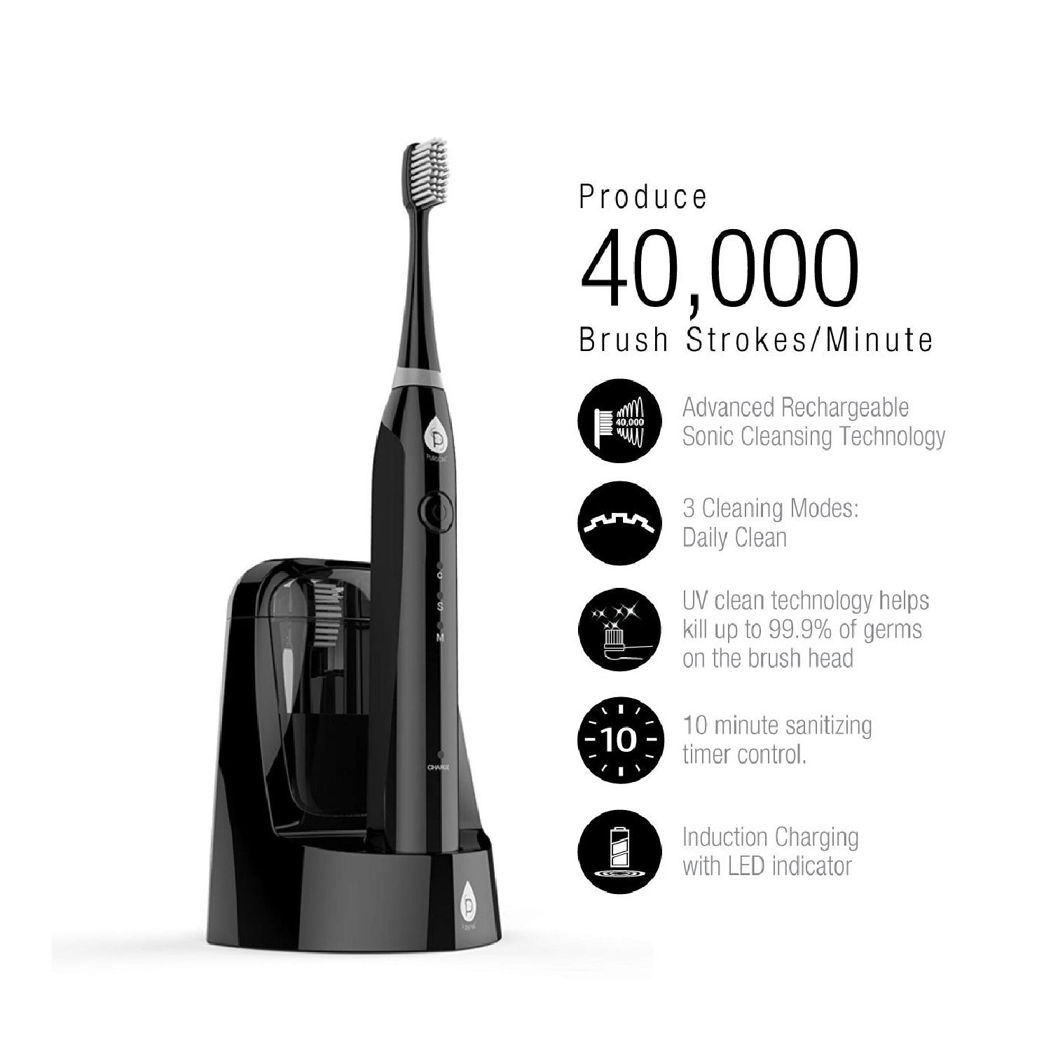 Electric Smart Series Rechargeable Toothbrush with UV Sanitizing Function