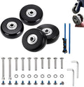 Replacement Wheels for Trolley Suitcases - 60mm 4-Piece Set with Axles, Swivel Rubber Inline & Roller Bearings