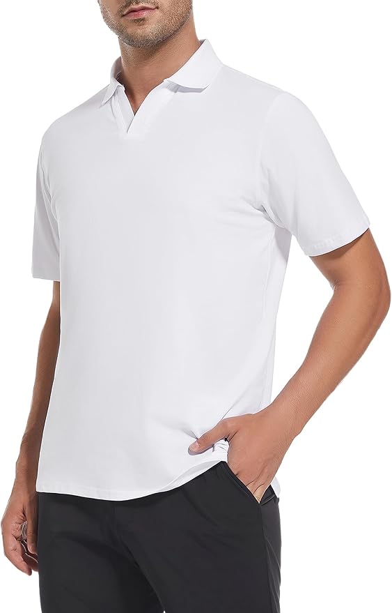 Men's Jacquard Golf Polo Shirt Moisture Wicking Performance Fit