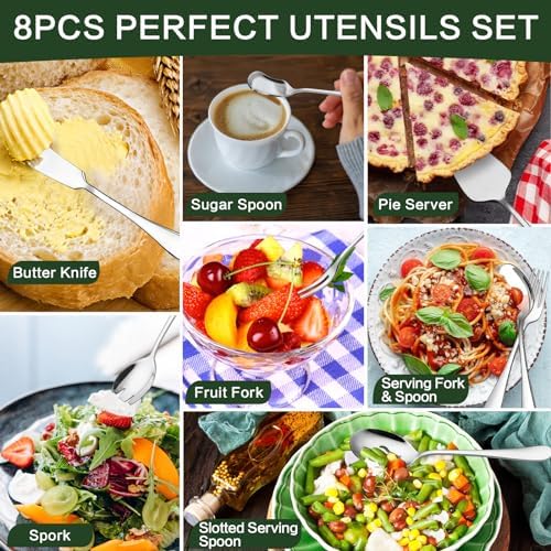 80 Pieces Silverware Set with Serving Utensils Set, CEKEE Stainless Steel