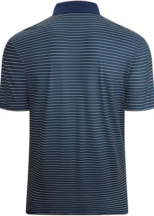 Men's Jacquard Striped Golf Polo - Moisture Wicking Active Shirt