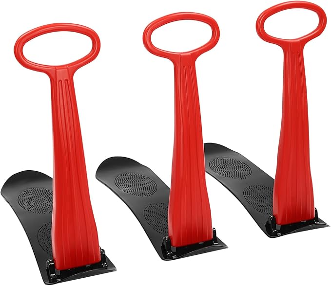 3 Pack Ski Scooter, Snow Sled, Fold-up Snow Scooter for Skiing (Black, Red)