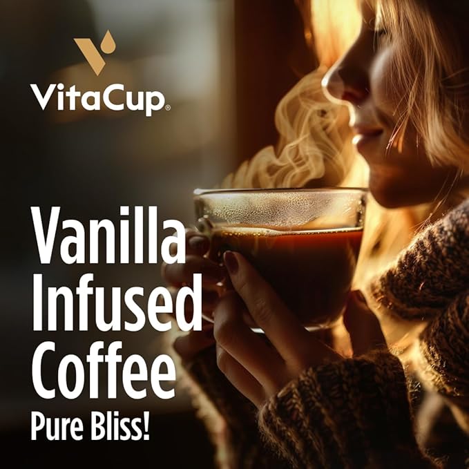 VitaCup Genius Vanilla Keto Coffee Pods w/MCT Oil, Turmeric, B Vitamins, & D3 for Energy & Focus in Recyclable Single Serve Pod Compatible with K-Cup Brewers Including Keurig 2.0, 16 CT