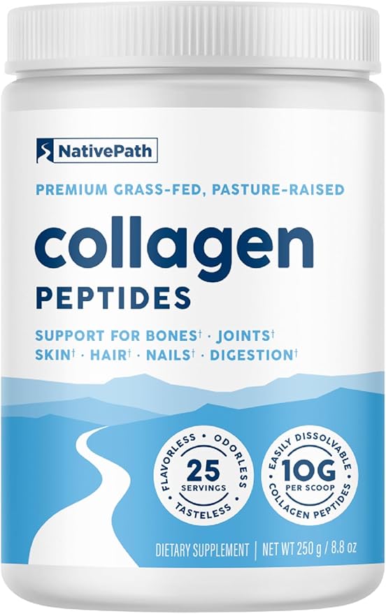 NativePath Collagen Peptides - Hydrolyzed Type 1 & 3 Collagen Powder for Skin, Hair, Nails - 8.8 oz (25 Servings)
