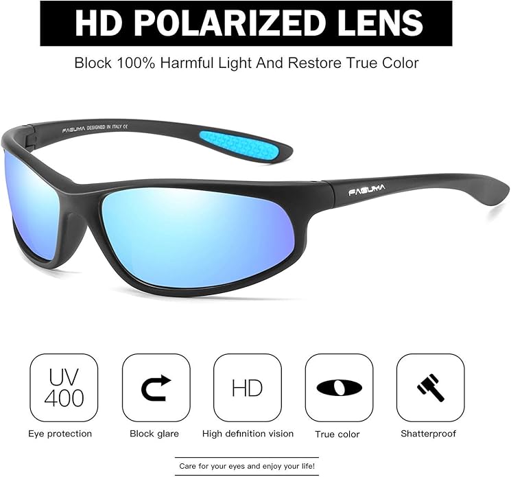 FAGUMA Polarized Sports Sunglasses For Men Cycling Driving Fishing UV400 Protection