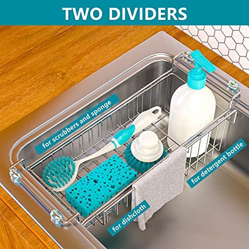 Over the Sink Caddy, Expandable Stainless Steel Sponge Holder