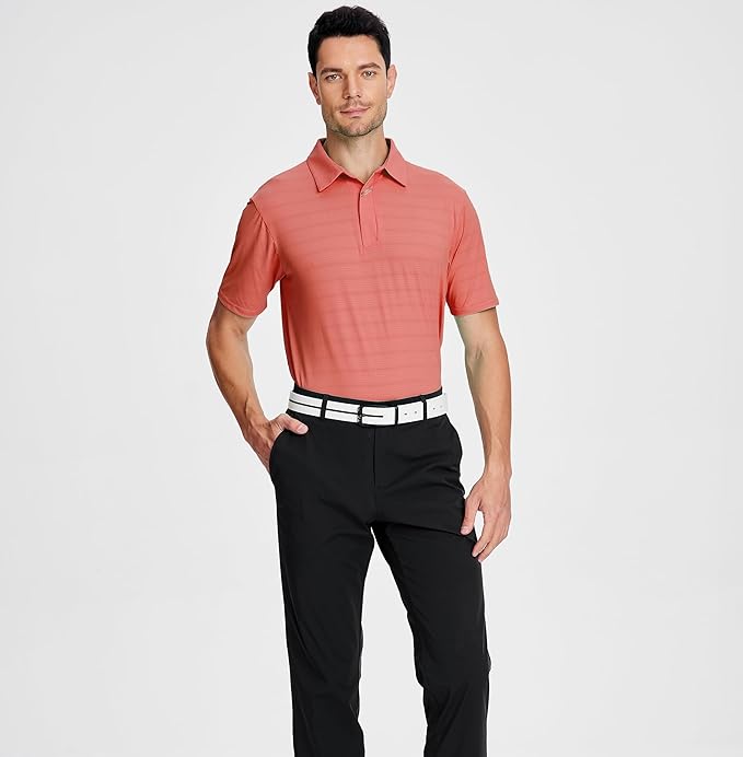 Men's Jacquard Performance Golf Polo – Moisture-Wicking Short Sleeve