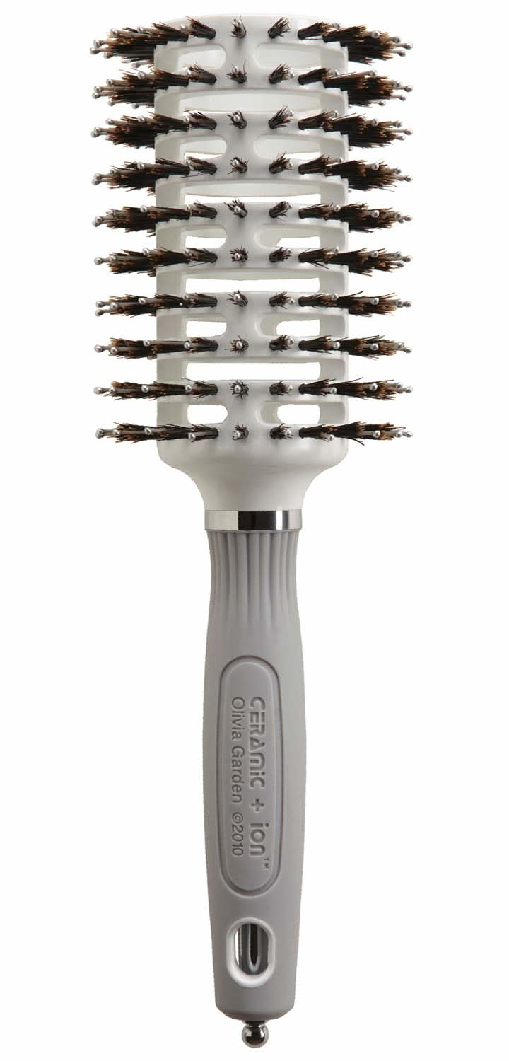 3 1/4 inch Turbo Vent professional boar bristle brush in grey and white