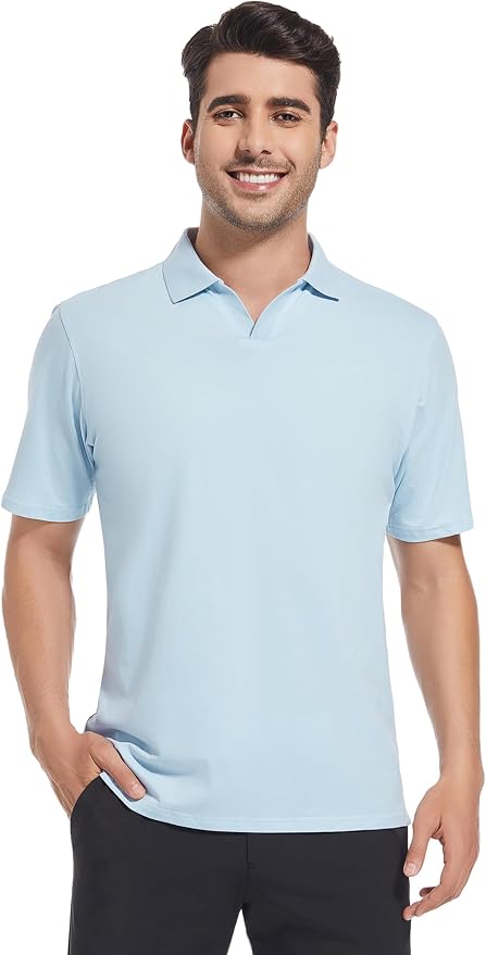 Men's Jacquard Golf Polo Shirt Moisture Wicking Performance Fit