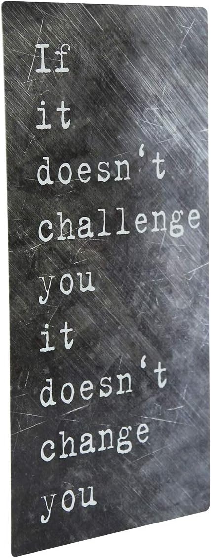 NIKKY HOME Gym Exercise Art Workout Room Decor Fitness Sign Inspirational Sports Themed Metal Wall Plaque with Quote, If It Doesn't Challenge You It Doesn't Change You