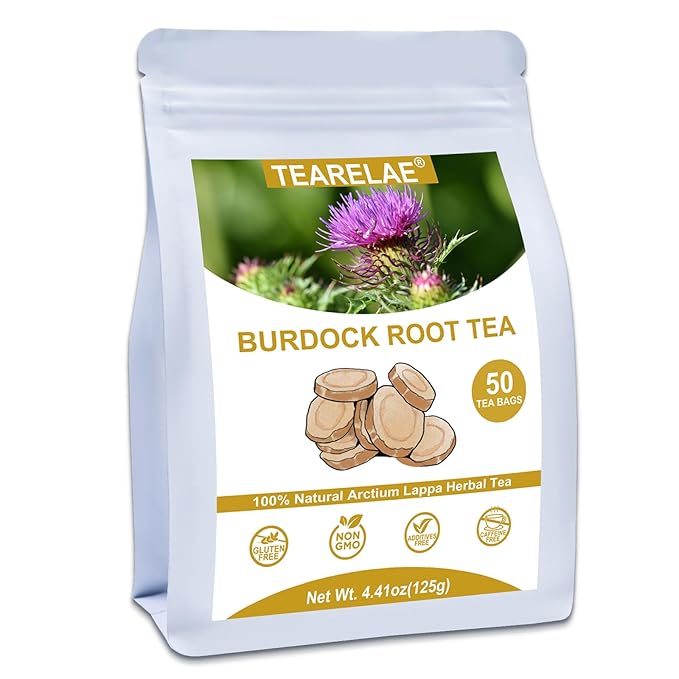 TEARELAE - Burdock Root Tea - 2.5g x 50 Count Burdock Root Tea Bags - Premium Natural Burdock Root - Premium Arctium Lappa Herbal Tea - Caffeine-Free, Non-GMO