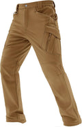 TACVASEN Men's Winter Pants 9 Pockets Fleece Snow Hiking Pants Water-Resistant Warm Softshell Thick Tactical Pants