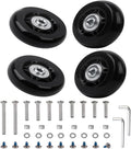 Luggage Suitcase Replacement Wheels Set 4Pcs PU Bearing Wheels-Install Dia 2.4in/60mm Width 0.8inch/21mm with 3 Size Axles for Trolley Bag Drawbar Box Smooth Rolling Repair