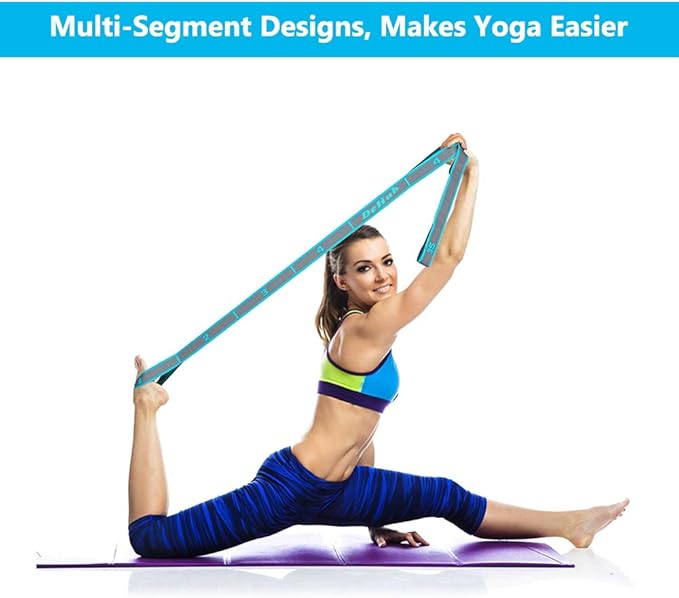 Stretch Strap, Elastic Yoga Stretching Strap, Multi-Loop for Physical Therapy, Pilates, Yoga, Dance & Gymnastics Exercise and Flexible Pilates Stretch Band