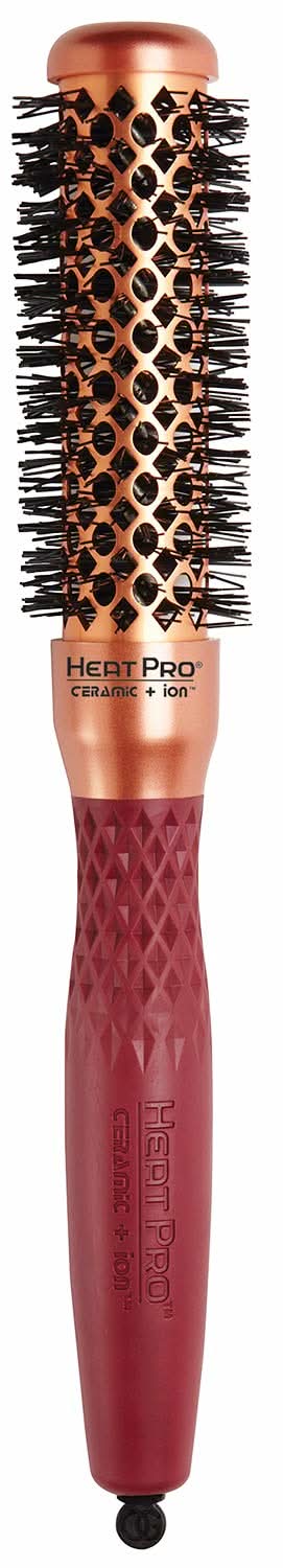 Professional Olivia Garden 1 inch HeatPro Ceramic + Ion hair brush in metallic copper and matte maroon.