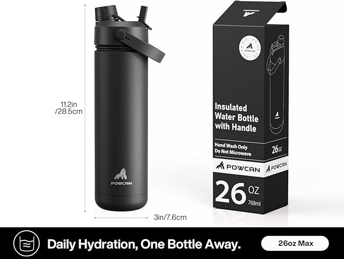 26 oz Insulated Water Bottle with 2-in-1 Straw and Spout Lid, Keep Cold 24H, Leak-Proof, Fits in Car Cup Holder, Stainless Steel Water Bottle for Sports, Travel, and School (Butterfly Kaleido)