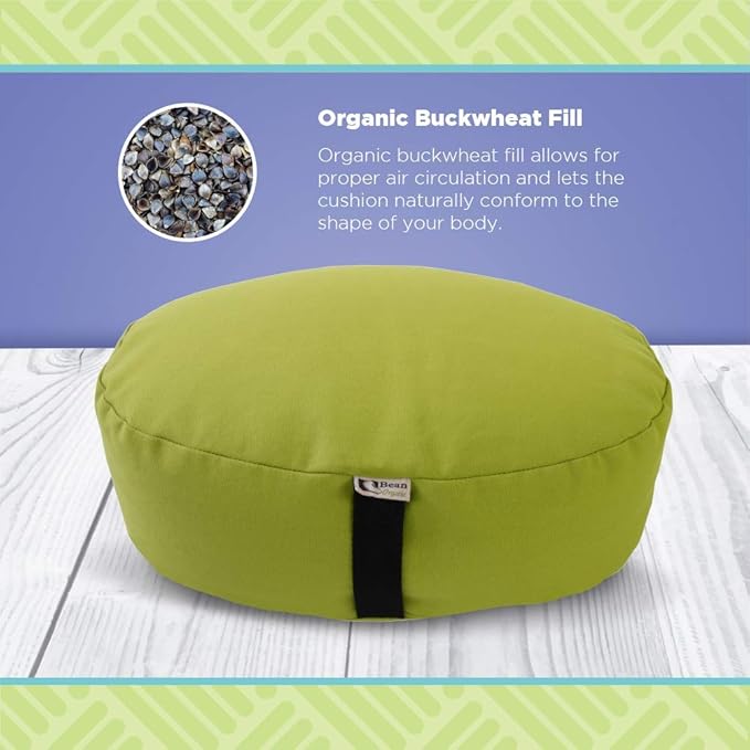 Bean Products Zafu Meditation Pillows for Sitting on Floor, Yoga Cushion, Cotton/Buckwheat Fill Yoga Pillow, Zafu Meditation Cushion, Zen Kneeling Prayer Pad- Made in USA - 14"x18" Oval - Aqua