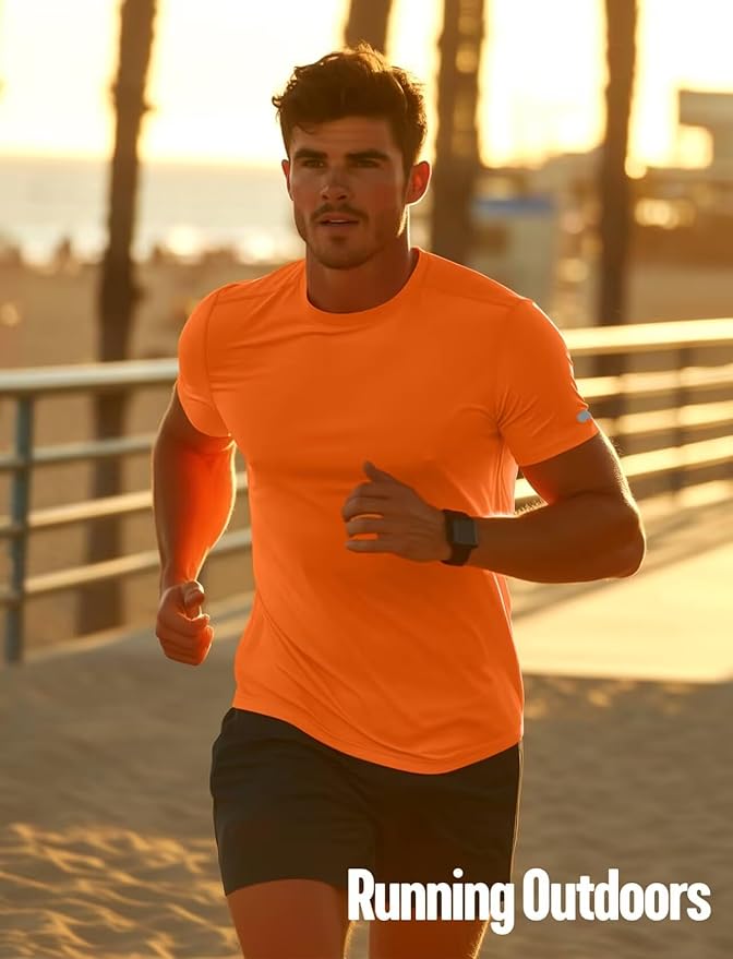 Men's Quick Dry Athletic Running Shirt, Moisture Wicking Gym Tee