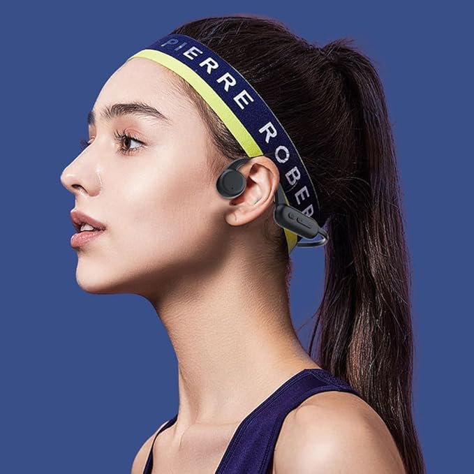 IHAO Swimming Headphones True Bone Conduction Open Ear Headset MP3 Player Built-in 32G Memory IP68 Underwater Waterproof Stereo Bluetooth Earphone for Driving Bicycling Running Skiing-X18 Black