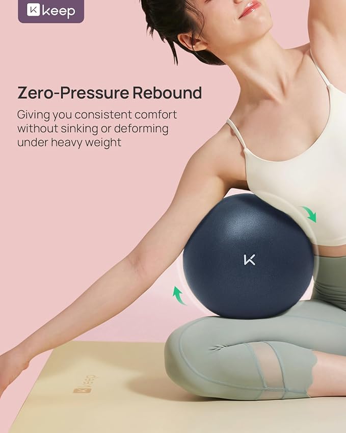 KEEP Pilates Small Exercise Ball Anti-Burst - Thickened Yoga Ball With Pump for Physical Therapy, Fitness, Workout, and Core Strength
