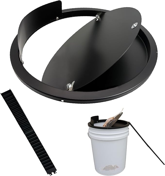 Bucket Lid Mouse Trap Metal 5 Gallon Bucket lid,Strong Metal Material That Cannot be Bitten, auto Reset, Repeat Catch, Indoor Outdoor, Reusable 5 Gallon Bucket Lid, (1Pack) (Black)
