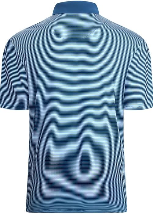 Men's Striped Performance Golf Polo UPF 30+ Quick-Dry Shirt