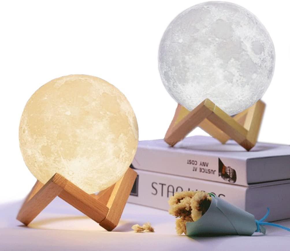 3D Printed LED Moon Lamp, Touch Control Lunar Night Light