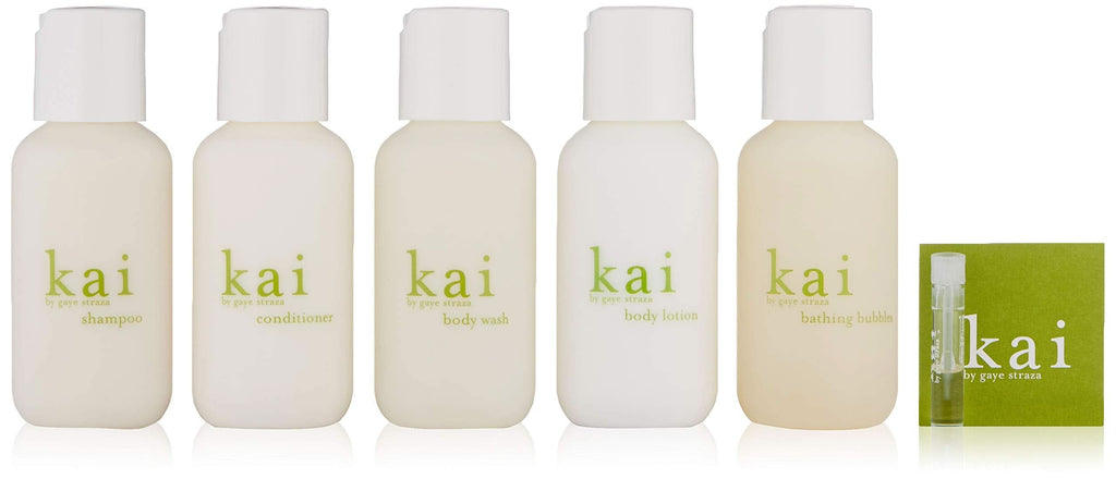 Kai Bath & Shower Travel Set featuring 2 oz. bottles and a perfume vial in a natural hemp bag