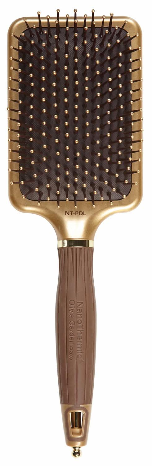 Olivia Garden NanoThermic Ceramic + Ion styler brush in gold and brown