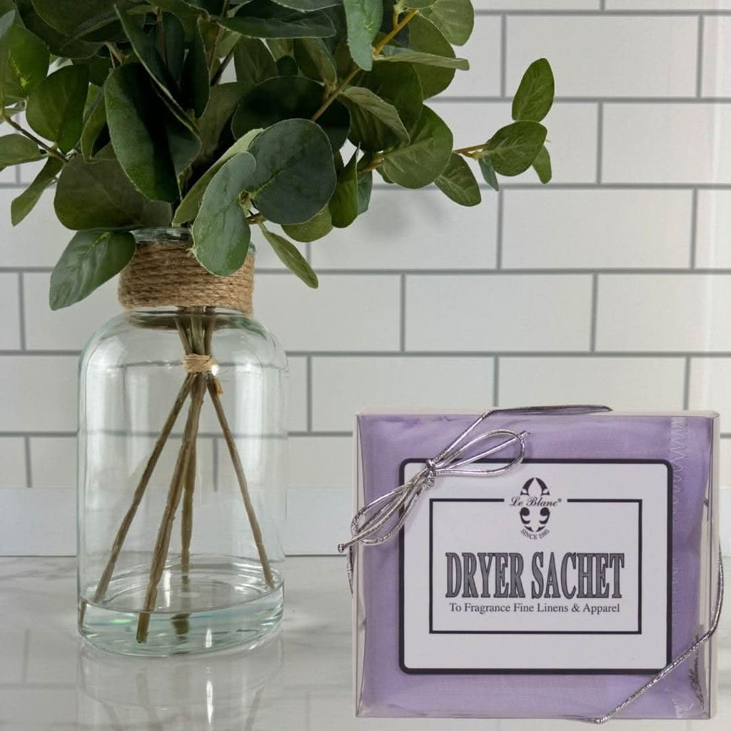 Luxury Dryer Sachet for Fine Linens, Azure Blue and White, 6x6"