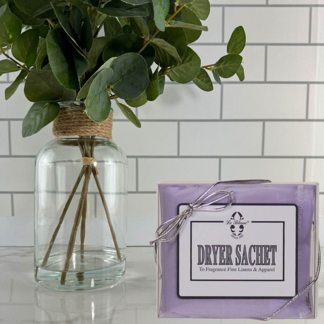 Luxury Dryer Sachet for Fine Linens, Azure Blue and White, 6x6"