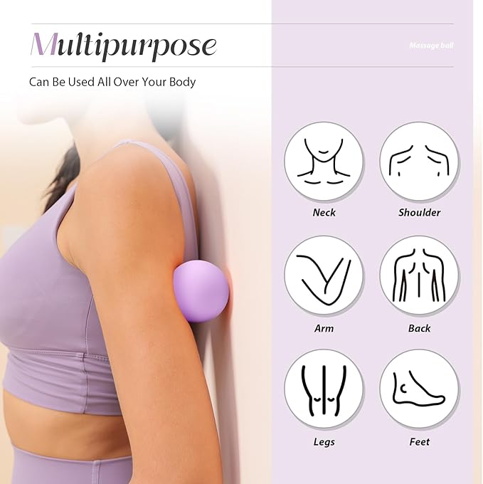 Massage Lacrosse Balls for Myofascial Release,Yoga Deep Tissue Massage,Trigger Point Therapy and Foot Plantar Fasciitis,Muscle Soreness Massager Ball (2 Packs) (Light Purple)