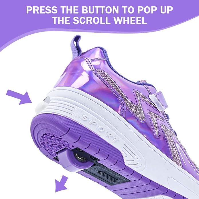 Wooowyet Roller Skate Shoes for Kids Boys Girls Rechargealbe Wheels Sneakers Fashion Roller Wheeled