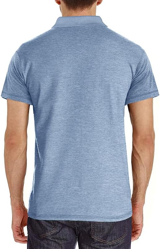 Men's Classic Cotton Polo Shirt Short Sleeve Button Golf Tee
