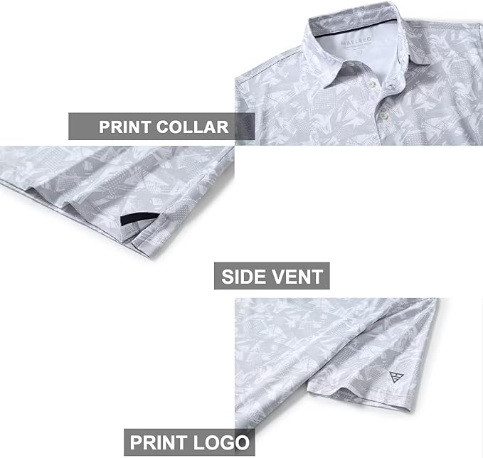 Men's Striped Performance Golf Polo Short Sleeve Moisture Wicking