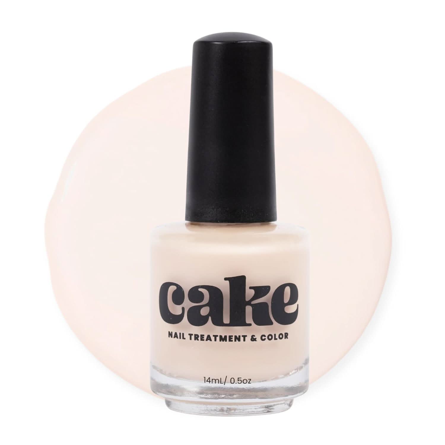 CAKE Nail Strengthening Polish in French Connection, a soft milky white polish in a 0.5 fl oz bottle.
