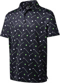 Men wearing a stylish printed short-sleeve performance golf polo shirt