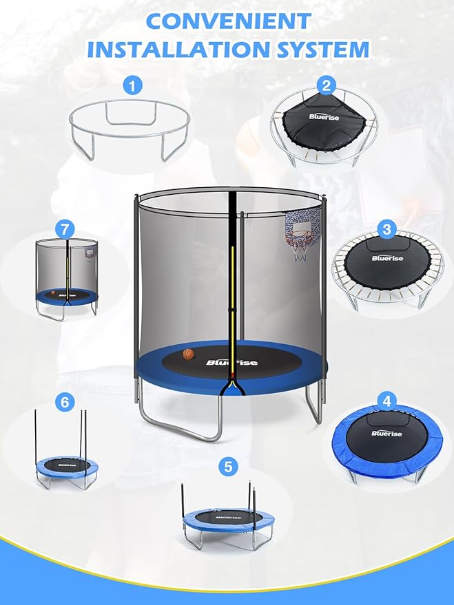 6FT Kids Trampoline with Basketball Hoop & Safety Enclosure Net