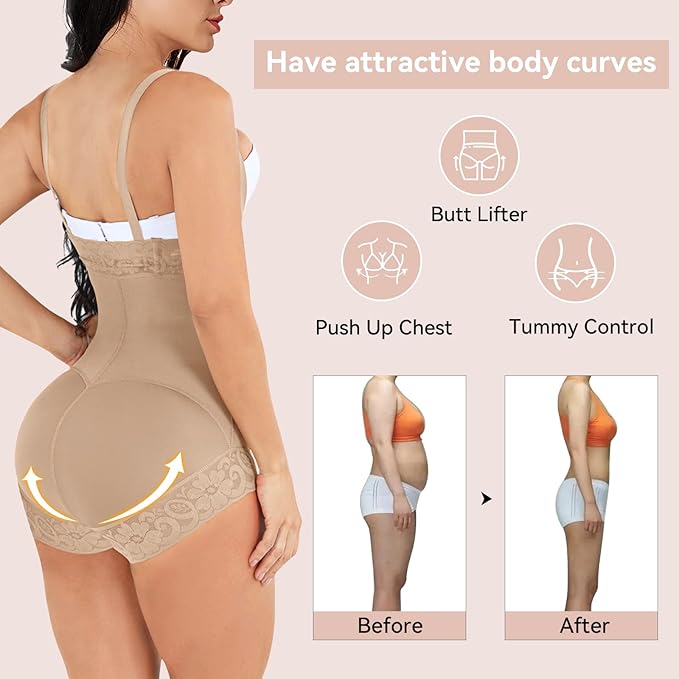Shapewear for Women Tummy Control Fajas Colombianas Body Shaper Butt Lifter Compression Garment Open Bust Bodysuit