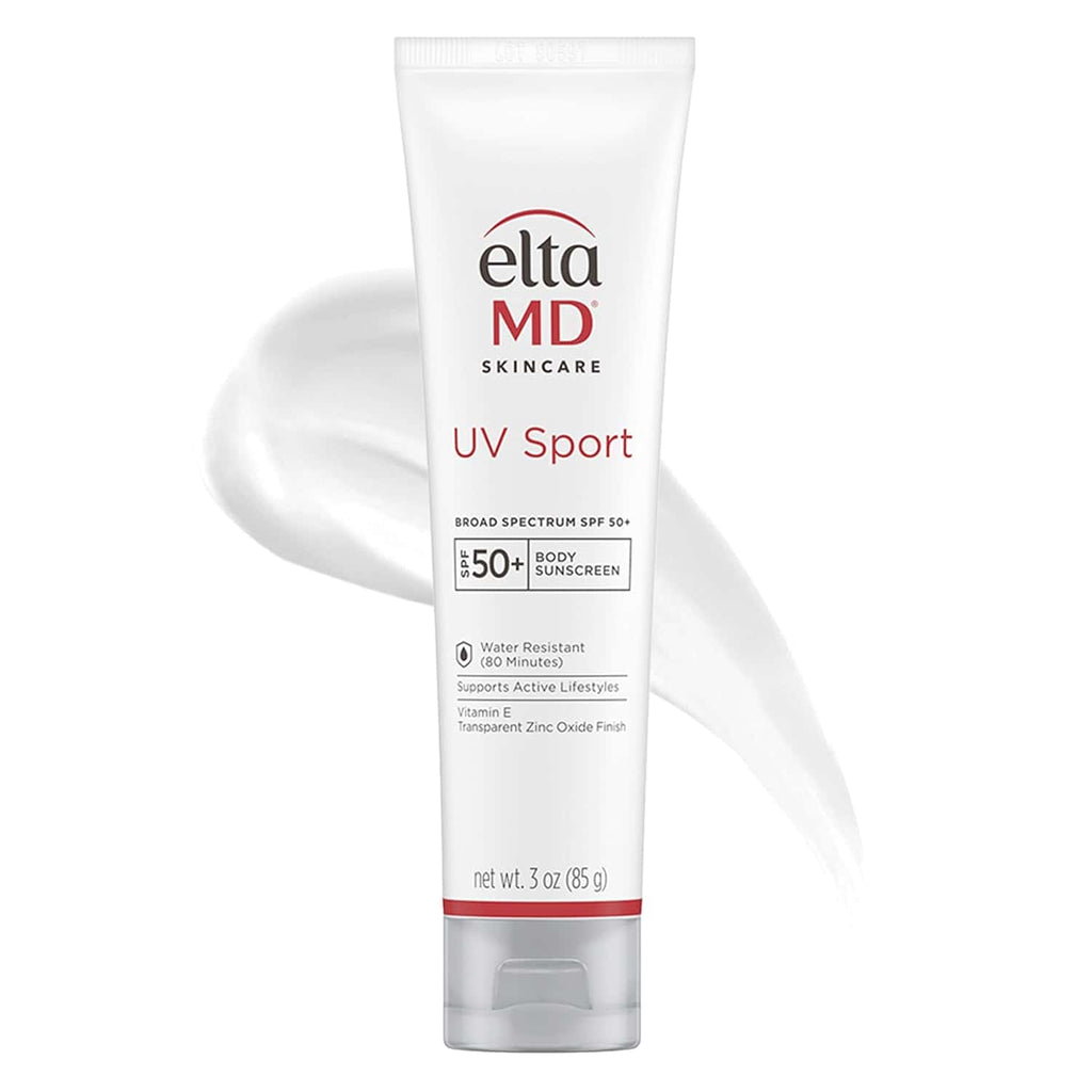 Bottle of EltaMD UV Sport Broad-Spectrum SPF 50 sunscreen for active outdoor use