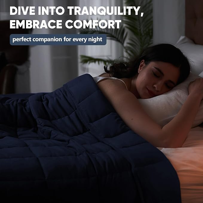 yescool King Size Weighted Blanket for Adults (30 lbs, 80” x 87”, Blue) Cooling Heavy Blanket for Sleeping Perfect for 290-310 lbs, Breathable Blanket for Adults & Couple All Season, Machine Washable