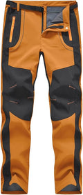 Rdruko Men's Snow Ski Pants Waterproof Insulated Winter Outdoor Snowboard Hiking Fleece Pants with Belt