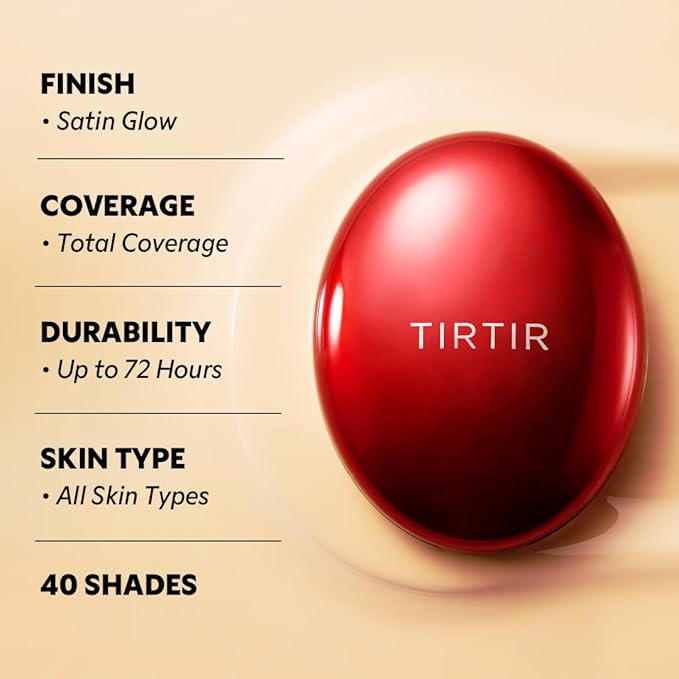[*Mini Size*] TIRTIR Mask Fit Red Cushion Foundation | Full coverage, Weightless, Skin fit, Satin Glow Finish, Korean Makeup, beauty, Tattoo cover up, Buildable (#33C Hazel, 0.15 Fl Oz)