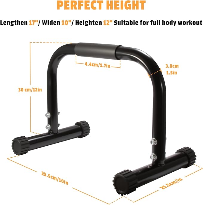 AmazeFan Parallettes Bars, 12'' High Steel Push Up Bar Strength Training For Handstands, Calisthenics Bars & Dip Bars, Calisthenic, Push Up Stands Handle for Floor Workouts Calisthenics Equipment ﻿
