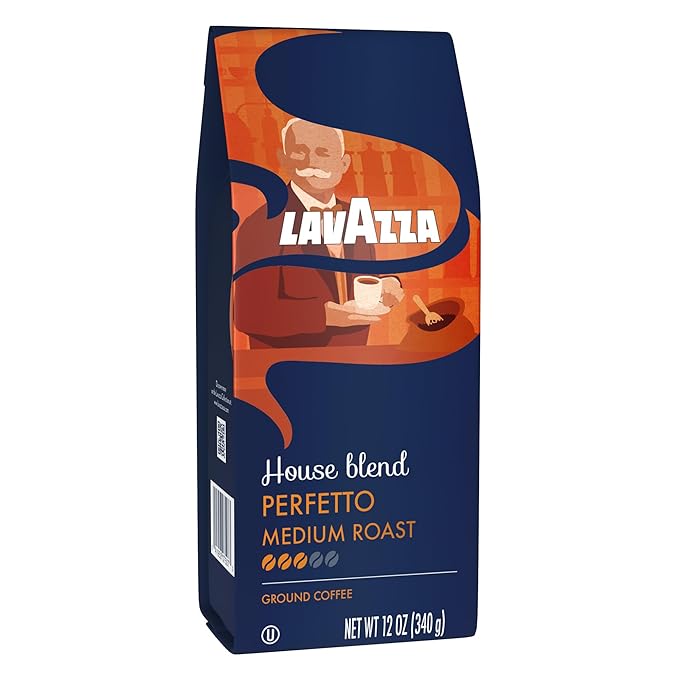 Lavazza House Blend Perfetto Ground Coffee 12oz Bag, Medium Roast, Full-bodied, Intensity 3/5, 100% Arabica, Ideal for Drip Brewers, (Pack of 1) - Package May Vary