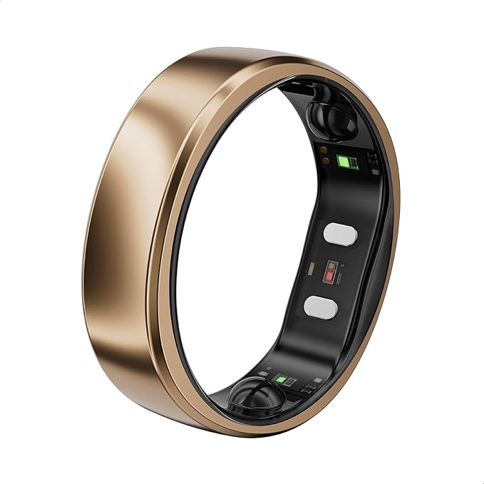 RingConn Gen 2 Air, Ultra-Thin AI Smart Ring, 10-Day Battery Life, Fitness/Sleep/Stress/HR Tracker for Women&Men, No App Fee for Standard Features, iOS & Android Compatible (Size 7, Dune Gold)