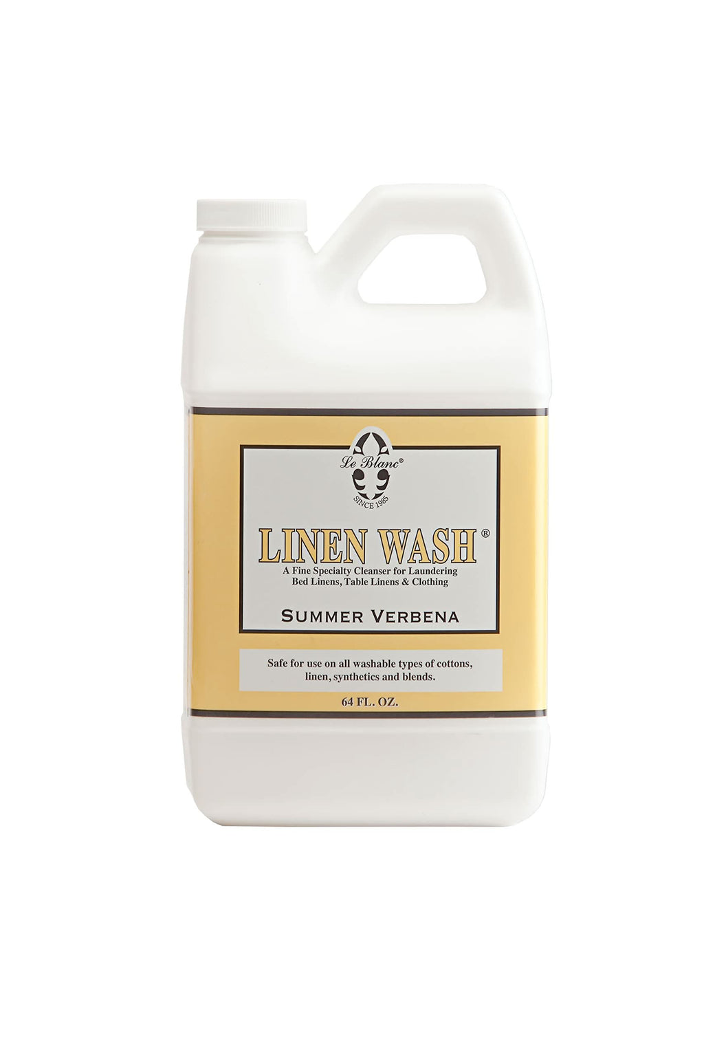 64 oz bottle of Le Blanc Summer Verbena Linen Wash specialty cleanser